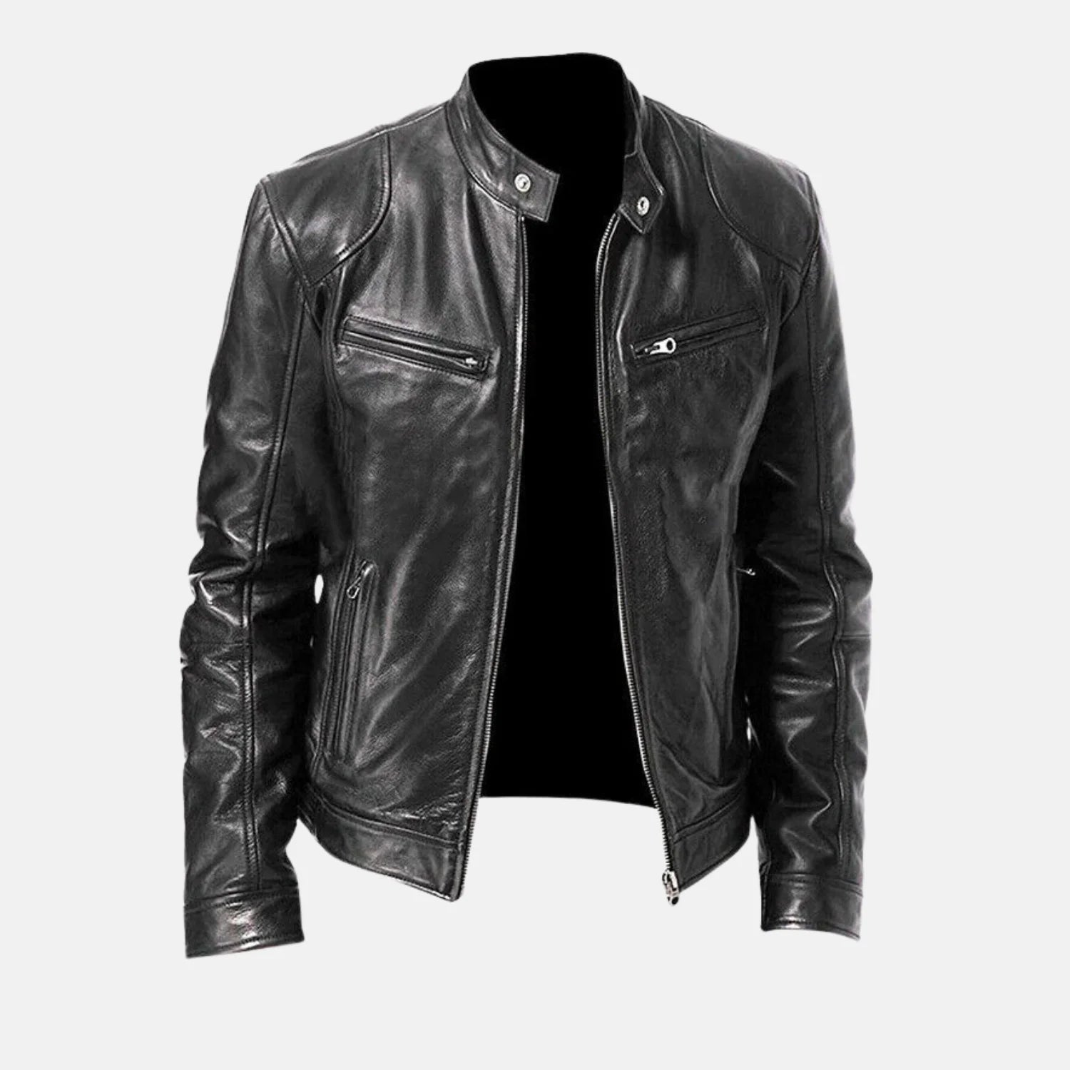 Allaric Alley Slim Fit Leather Biker Jacket Mens