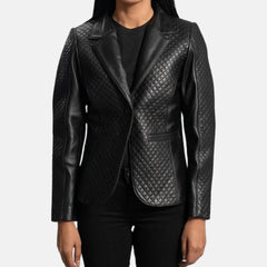 Aurelia Casual Suit Style Women’s Leather Blazer Jacket