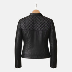 Leather Slim Fit Quilted Jacket Women