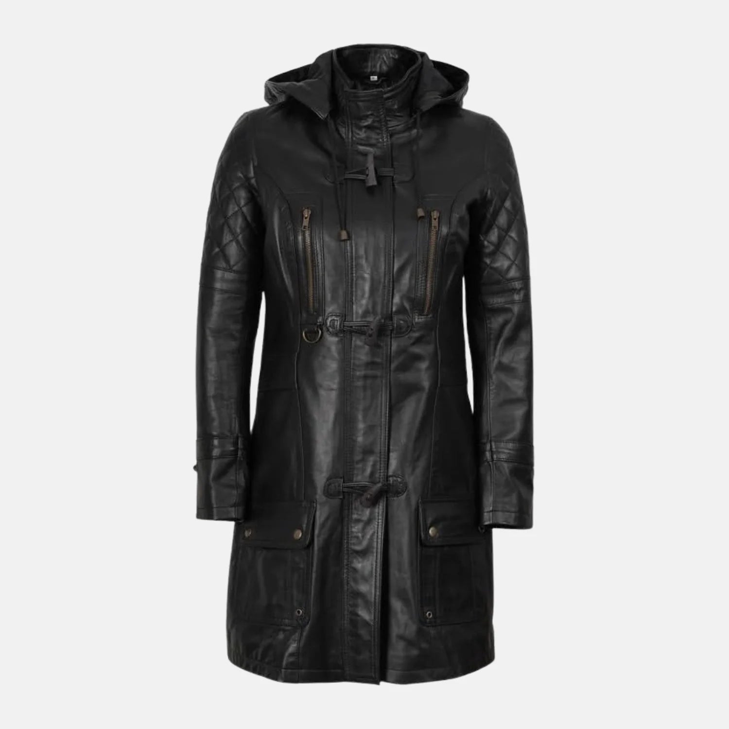 Hooded Style Women’s Leather Coat