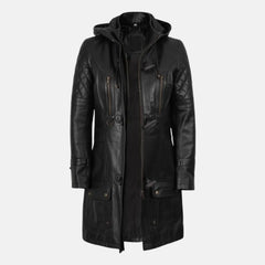 Hooded Style Women’s Leather Coat