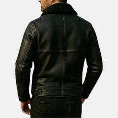 Avanzo Fur Collar Leather Bomber Coat