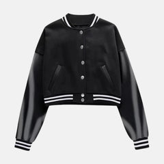 Womens Crop Bomber Vintage Y2k Streetwear Varsity Jacket Women