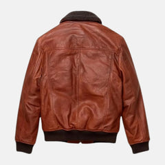 Bomia Shirt Collar Leather Bomber Jacket for Men