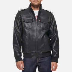 Quilted Mens Leather Bomber Jacket