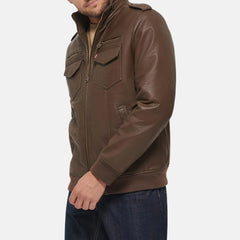 Quilted Mens Leather Bomber Jacket