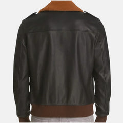 Angelo Black Leather Aviator Jacket