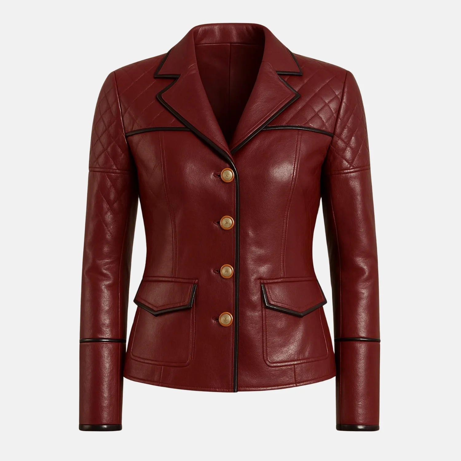 Quilted Lining Leather Jacket For Women