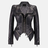 Celeste Studded Leather Biker Jacket for Women