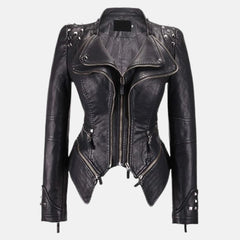 Celeste Studded Leather Biker Jacket for Women