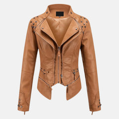 Celeste Studded Leather Biker Jacket for Women