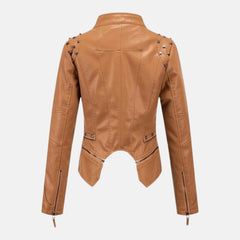 Celeste Studded Leather Biker Jacket for Women