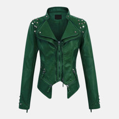 Celeste Studded Leather Biker Jacket for Women