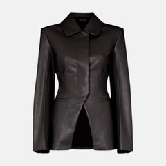 Colette One Button Lapel Collar Women’s Leather Blazer Jacket