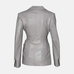 Colette One Button Lapel Collar Women’s Leather Blazer Jacket