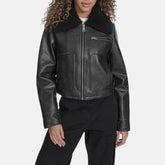 Faux Leather Flight Jacket Women