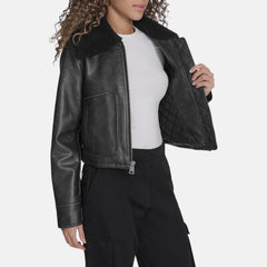 Faux Leather Flight Jacket Women