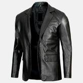 Double Button Refined Men leather Blazer