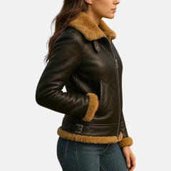 Women’s Fur Shearling Hoodie Leather Jacket