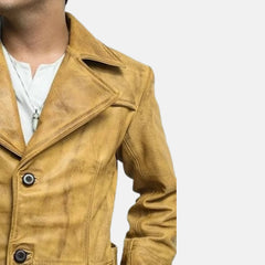 Elvardo Distressed Leather Duster Coat