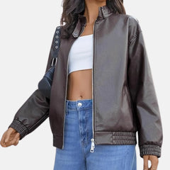 bomber jacket leather brown