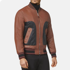Stylish Black And Brown Leather Jacket For Men