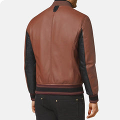 Stylish Black And Brown Leather Jacket For Men