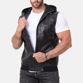 Zip-up Classic Sleeveless Men's Vintage Leather Vest