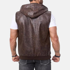 Zip-up Classic Sleeveless Men's Vintage Leather Vest