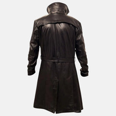 Fenrico Waist Belted Brown Leather Trench Coat