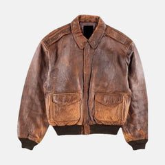 Style Military Leather Fight Jacket Distressed Bomber