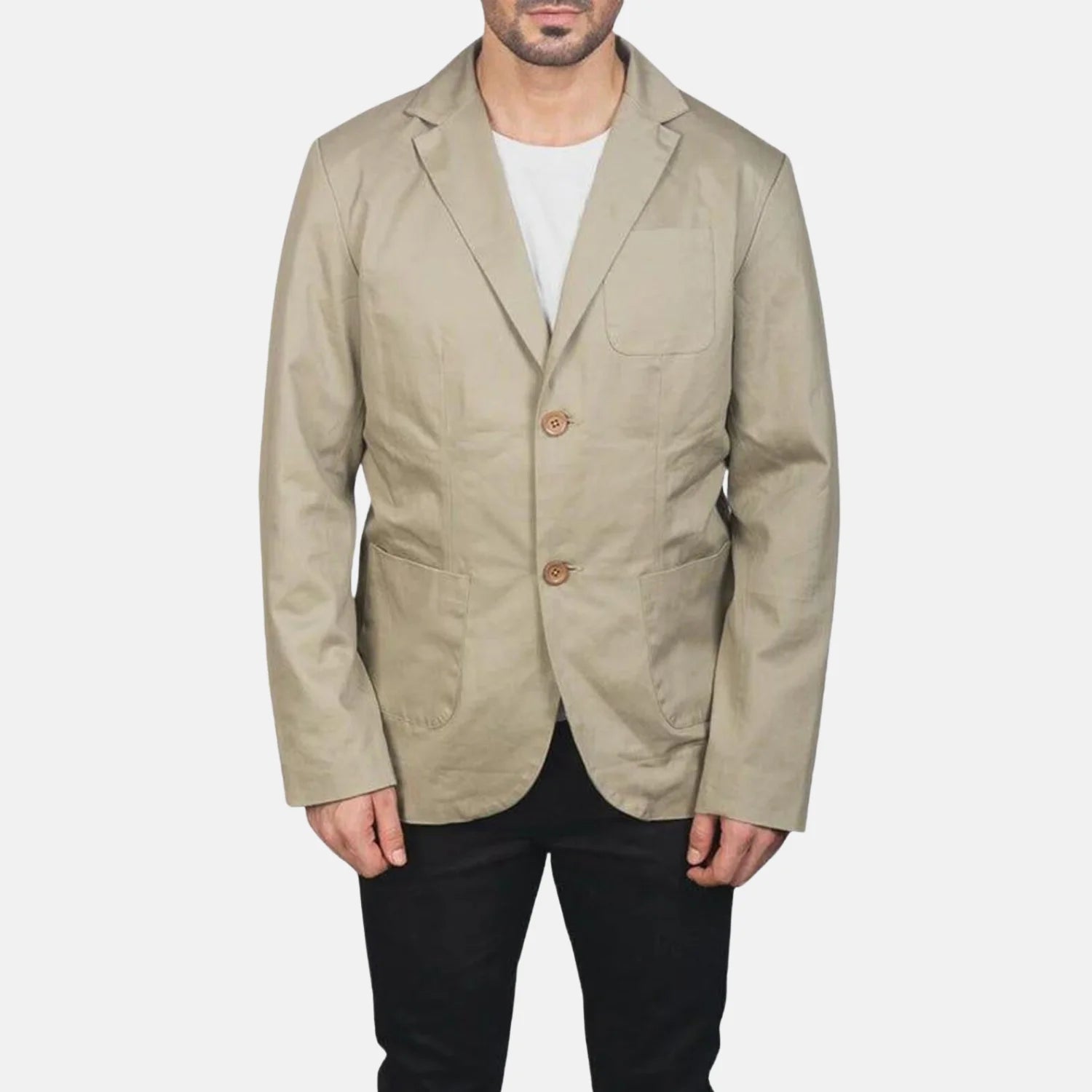 Harvono Slim Fit Men’s Leather Blazer