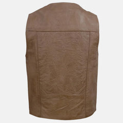 V-Neck Western Style Leather Biker Vest