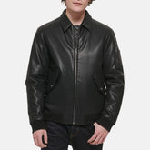 Rib Knit Cuffs Mens Bomber Jacket