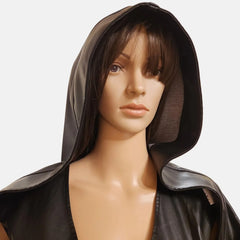Backless Hooded Leather Shrug Bolero Jacket for Women