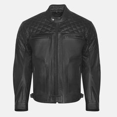 Men's Quilted Leather Biker Jacket