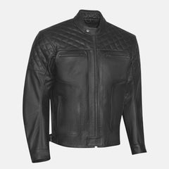 Men's Quilted Leather Biker Jacket