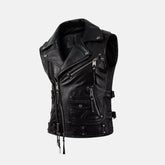 Lavendard Sleeveless Mens Leather Motorcycle Vest