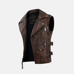 Lavendard Sleeveless Mens Leather Motorcycle Vest