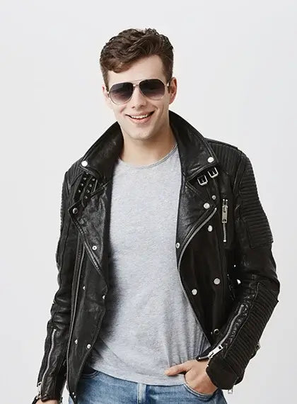 Leather Biker Jacket Men