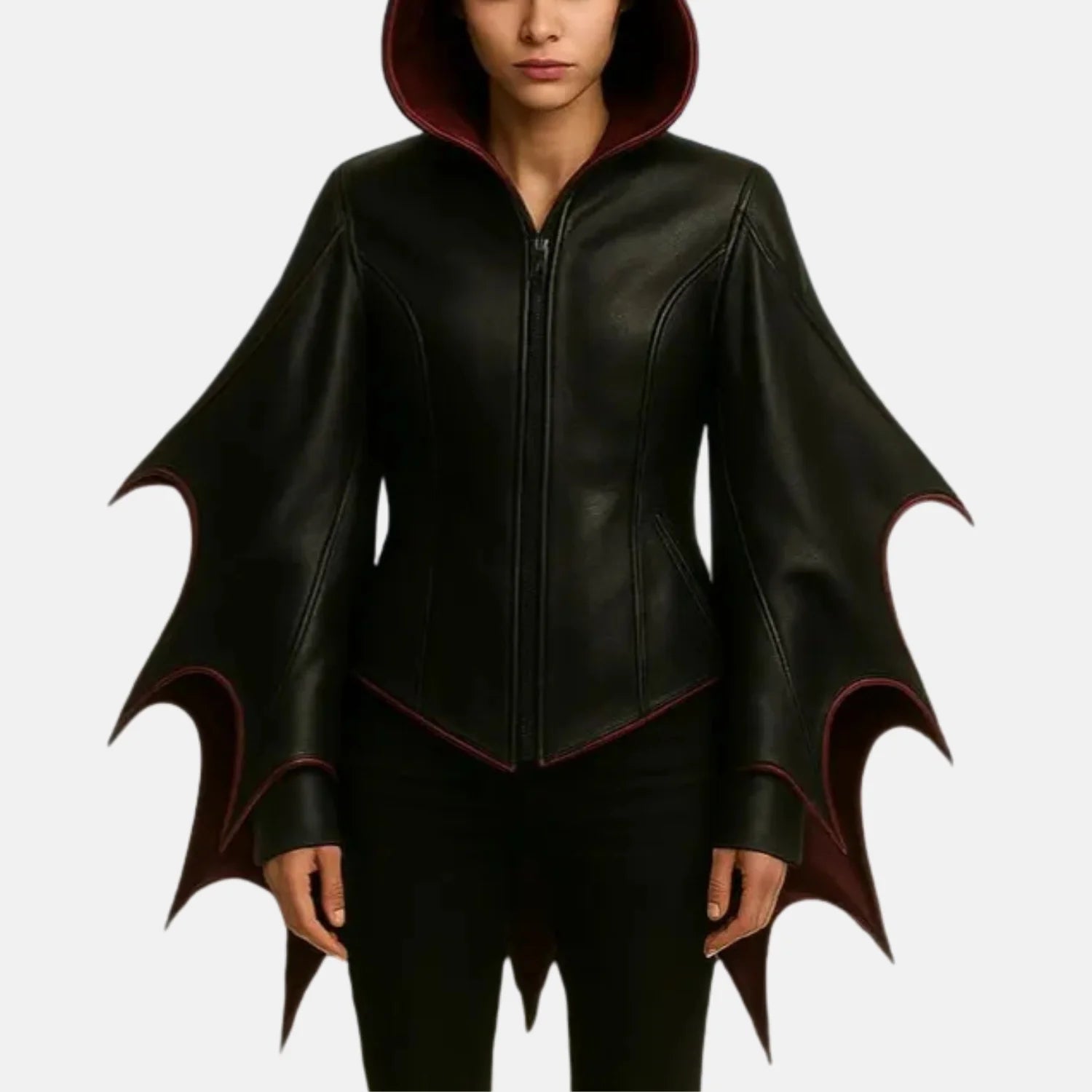 Lilith Hooded Gothic Leather Jacket Women