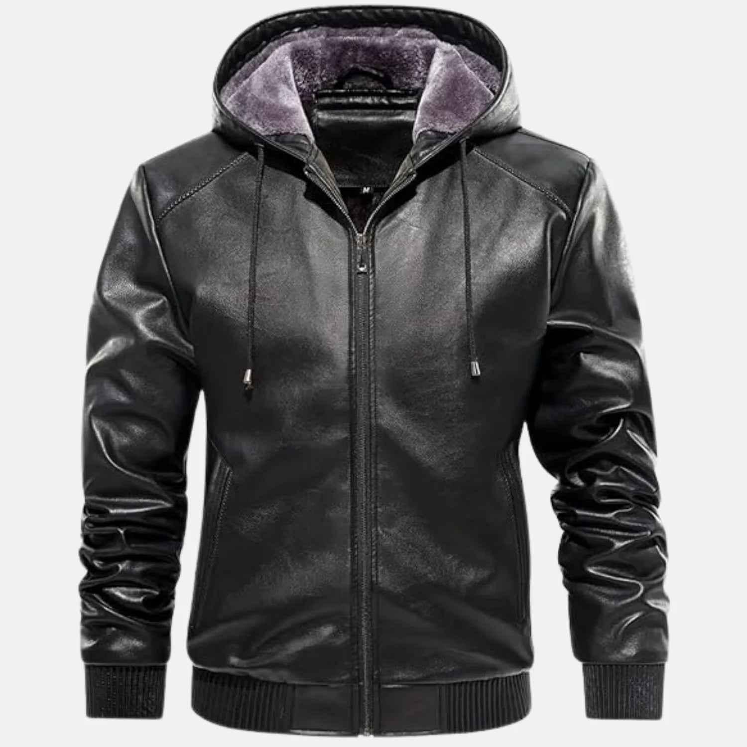 Lined Leather Motorcycle Bomber Jacket