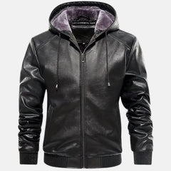 Lined Leather Motorcycle Bomber Jacket