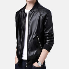 Slim Fit Men's Leather Bomber Jacket