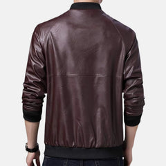 Slim Fit Men's Leather Bomber Jacket