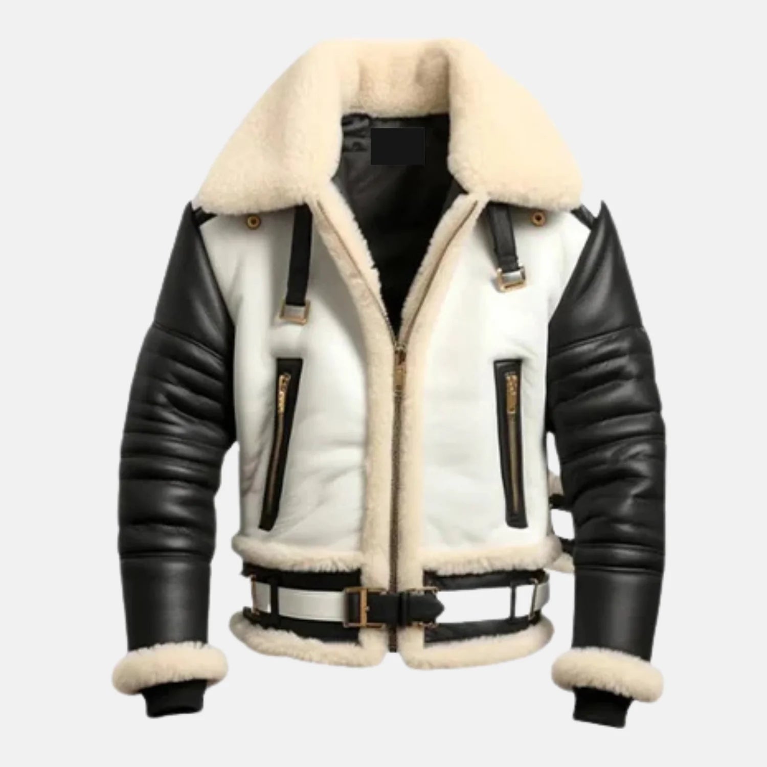 Pilot Flying Bomber Shearling Fur Aviator Jacket