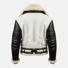 Pilot Flying Bomber Shearling Fur Aviator Jacket