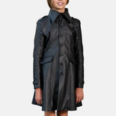 Moonlet Girls Leather Trench Coat Steampunk Jacket