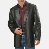 Morvick Button Closure Leather Blazer Men