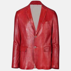 Orviano Satin Lining Leather Blazer Jacket